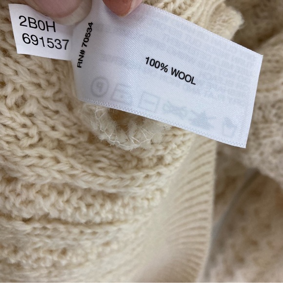 Orvis Fisherman Sweater Mens L Ivory 100% Wool Cable Chunky Knit Made in Ireland - Picture 5 of 12